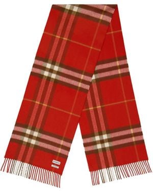 Burberry Plaid Cashmere Scarf - Red
