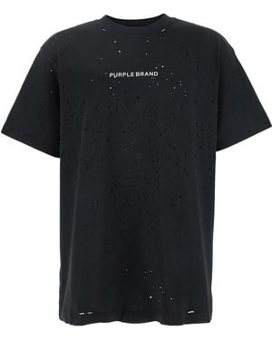 Purple Brand Ripped T-Shirt - Black