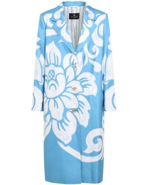 Etro Single Breasted Graphic Printed Coat - Blue