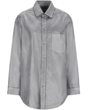 DARKPARK Anne Flock Denim Lurex Tailored Shirt - Grey