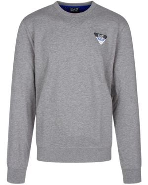 EA7 Logo Patch Cotton Sweatshirt - Grey