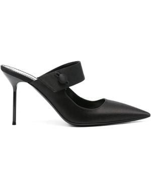 Paris Texas Pointed Toe Satin Mules - Black