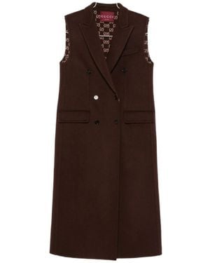 Gucci Reversible Long Silk Wool Gilet - Brown
