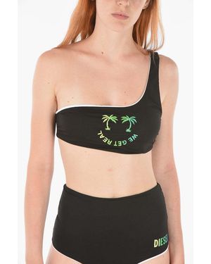 DIESEL One-Shoulder Printed Bikini Top - Black