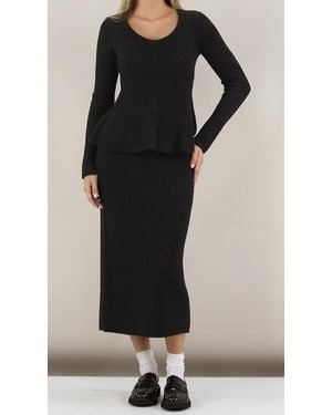 Twinset Ribbed Midi Skirt - Black