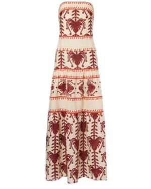 Johanna Ortiz Printed Linen Maxi Dress - Red