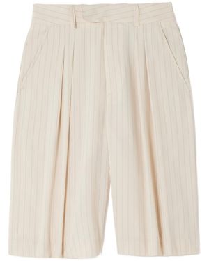 Frankie Shop Vivian Pleated Striped Crepe De Chine Shorts - Natural