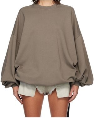 Rick Owens Temple Hun Crew Neck Sweatshirt - Natural