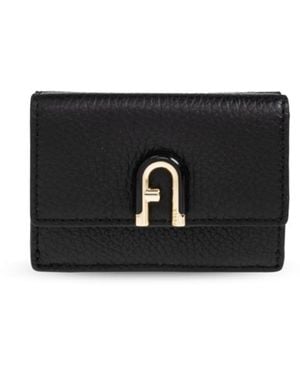 Furla Idea Logo Plaque Small Wallet - Black