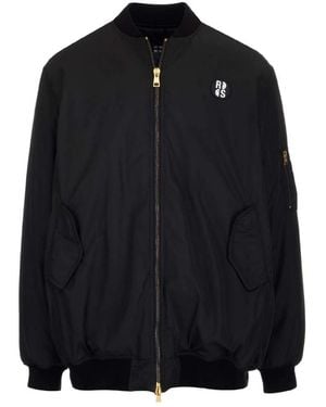 Raf Simons Raf Smiley Bk Prnt Chst Bdge Zpup Bmr Jk - Black