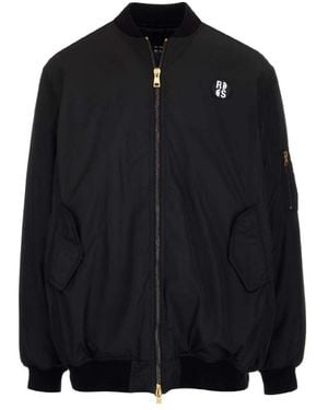 Raf Simons Raf Smiley Bk Prnt Chst Bdge Zpup Bmr Jk - Black