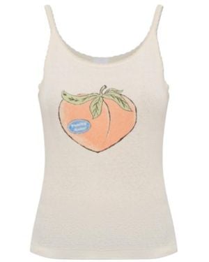 RE/DONE Peach Graphic Lace Strap Top - White