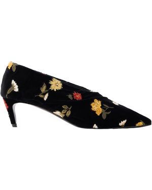 KHAITE Embroidered Velvet Pumps - Black
