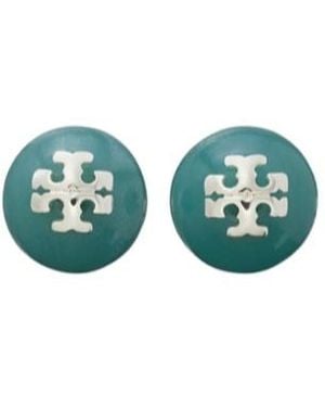 Tory Burch Logo Resin Stud Earrings - Green