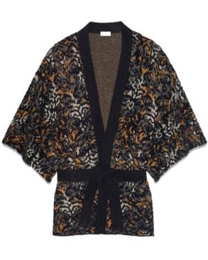 Saint Laurent V-Neck Tied Short-Sleeved Cardigan - Black