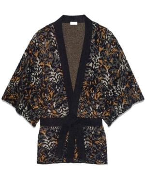 Saint Laurent V-Neck Tied Short-Sleeved Cardigan - Black