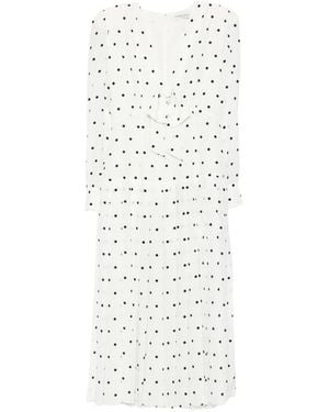 Alessandra Rich Polka-Dot Midi Dress - White