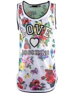 Moschino Logo Printed Long Vest - White