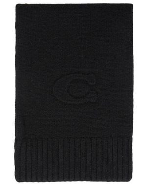 COACH Embossed Knit Muffler - Black