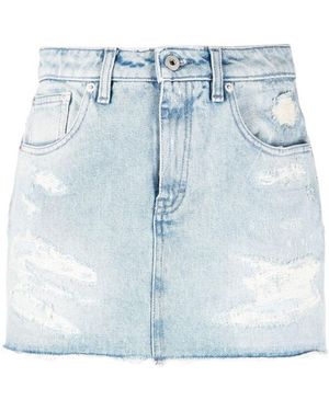 Heron Preston Distressed Denim Mini Skirt - Blue