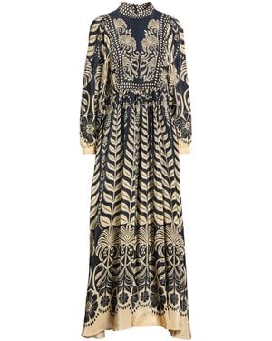 FARM Rio Floral Long Sleeve Dress - Blue