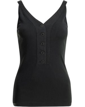 AURALEE V-Neck Ribbed Tank Top - Black