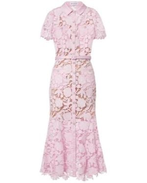 Self-Portrait Belted Lace Shirt Dress - Pink