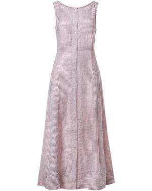 Polo Ralph Lauren Striped Linen Midi Dress - Purple