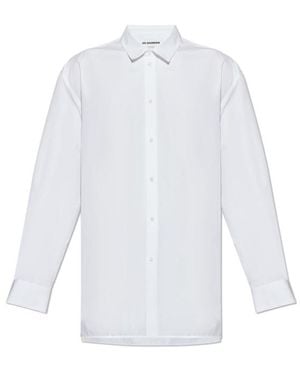 Jil Sander Logo Embroidered Straight-Hem Shirt - White