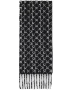Gucci Gg Wool Cashmere Scarf - Black