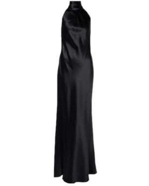 Ralph Lauren Chilton Halterneck Satin Gown - Black