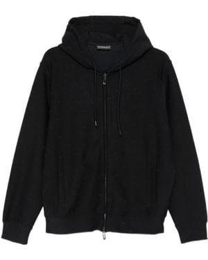 Emporio Armani Zip-Up Drawstring Hoodie - Black