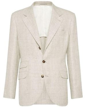 Brunello Cucinelli Single-Breasted Tailored Blazer - White