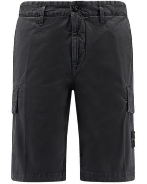Stone Island Regular Fit Cargo Bermuda Shorts - Black
