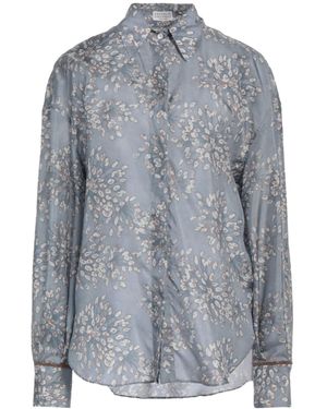 Brunello Cucinelli Satin Floral Shirt - Blue