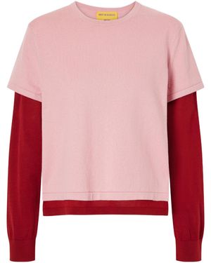 Guest In Residence Long-Sleeve Crew Neck Top - Pink