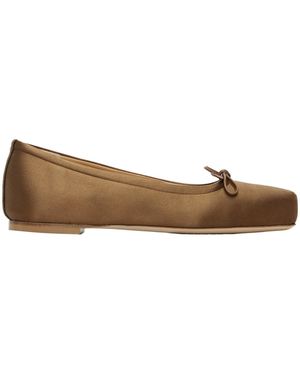 Aeyde Gabriella Satin Ballet Flats - Brown