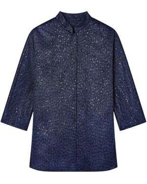 Giorgio Armani Sequin Embellished Crewneck Jacket - Blue