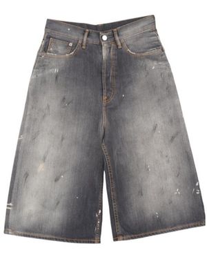 Acne Studios Wide Leg Denim Bermuda Shorts - Gray