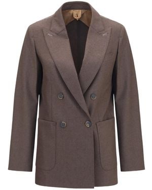 Max Mara Double-Breasted Peak-Lapels Jacket - Brown