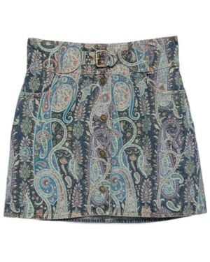 Etro Button-Fastening Short Skirt - Blue