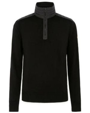 Belstaff Logo-Patched Half-Zip Jumper - Black