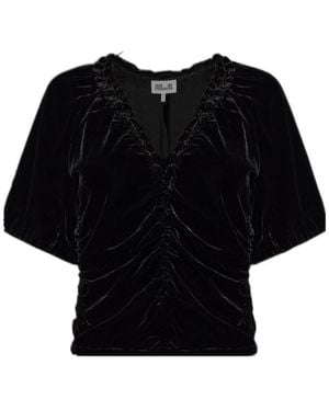 Baum und Pferdgarten Melline Ruched Velvet Top - Black