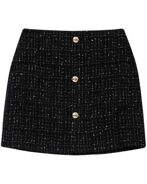 Anine Bing Mateo Tweed Miniskirt - Black
