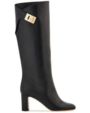 Ferragamo Hug Buckle Boots - Black