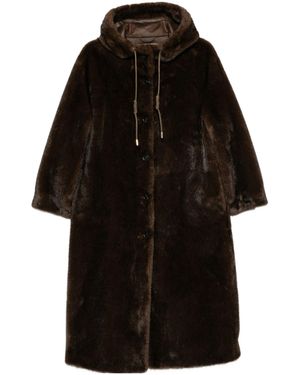 ERMANNO FIRENZE Hooded Faux-Fur Coat - Black
