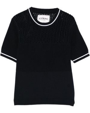 Iceberg Open-Knit T-Shirt - Black
