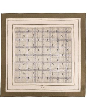 Loro Piana Paisley-Pattern Grid Scarf - Natural