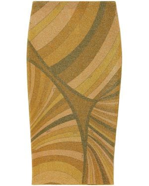 PUCCI Printed Metallic Jersey Midi Skirt - Yellow