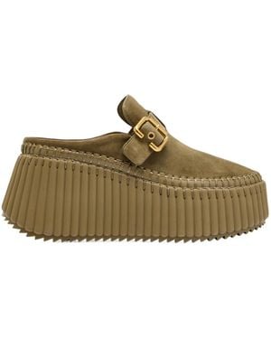 Chloé Platform Wedge Suede Mules - Multicolor